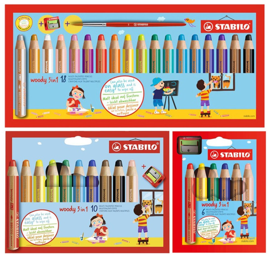 STABILO Woody 3 In 1 Color Pencil, Watercolor And Wax Crayon