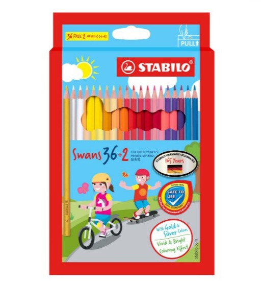 STABILO Swans Special Edition Colour Pencils - Box of 36 Full Length