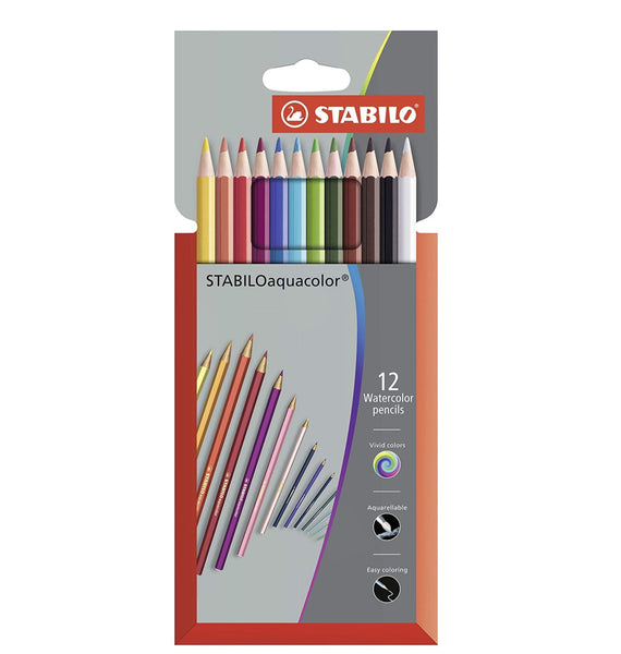 STABILO Aquacolor Colouring Pencil cardboard wallet of 12/24