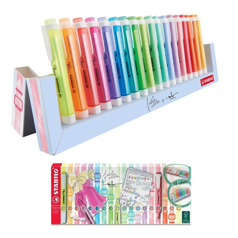 STABILO Highlighter  Swing Cool Desk Set of 18 Assorted Colours 8 Neon & 10 Pastel, multicolor