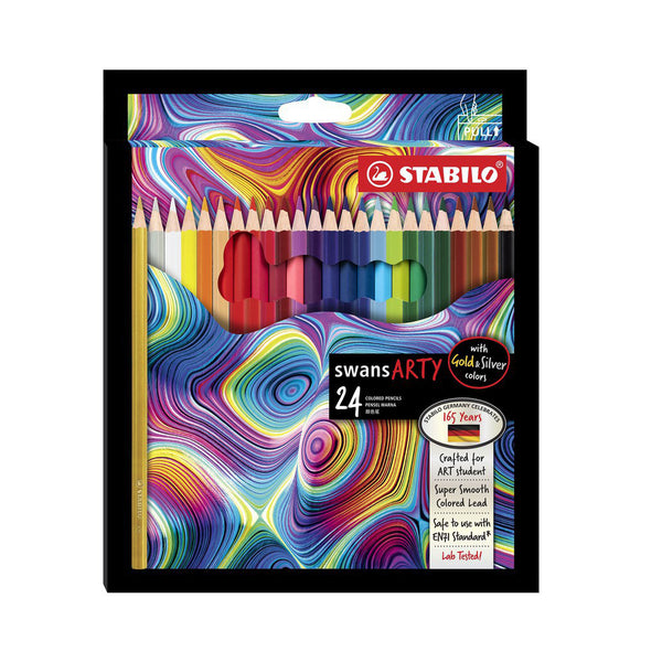 Swans STABILO ARTY 24 colored pencils together with Behuetiful colorin -  Schwan-STABILO -Most colourful Stationery Shop