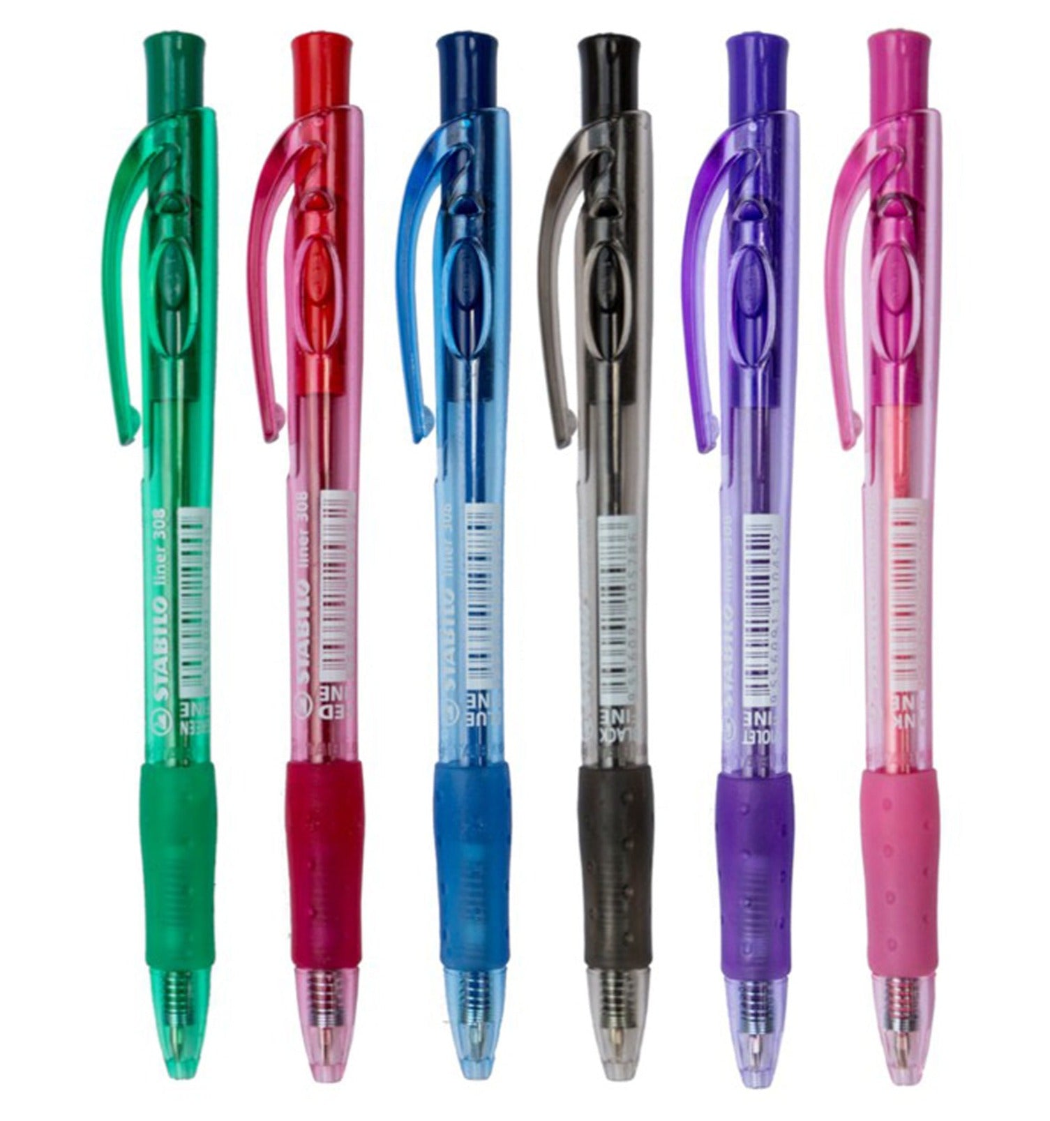 STABILO 308 Retractable Ballpoint Pen with Rubber Grip - Pack of 6 - Schwan-STABILO -Most colourful Stationery Shop