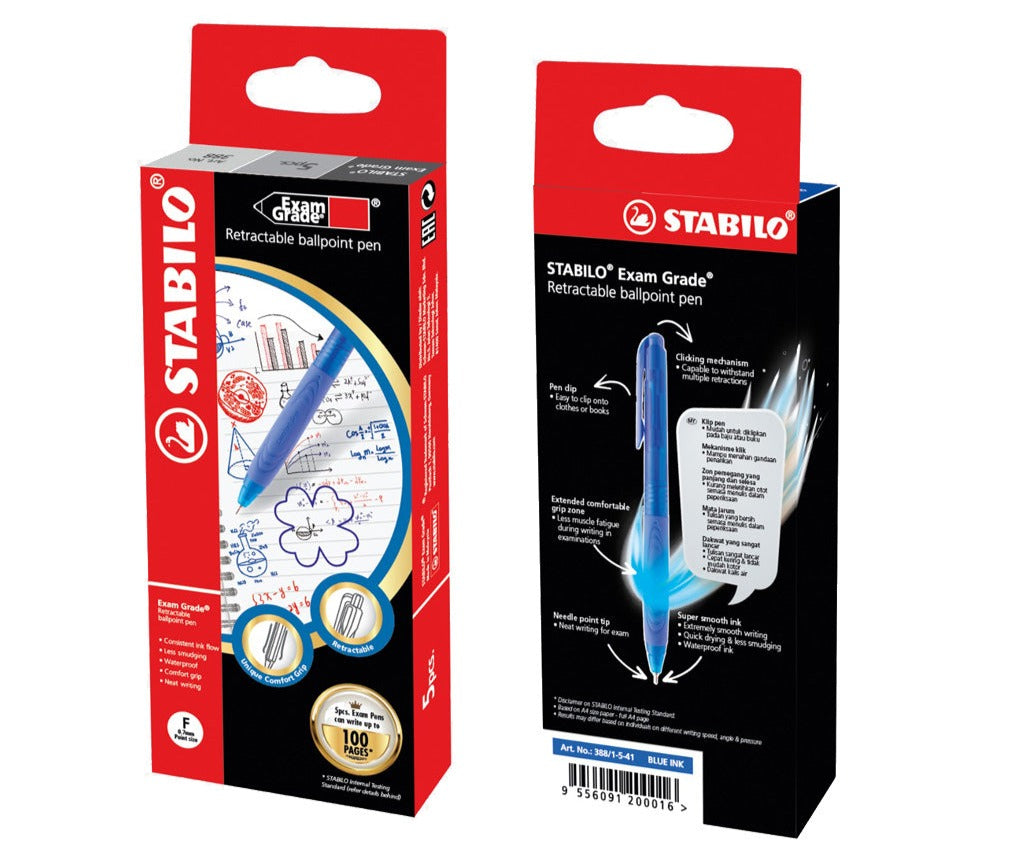 Stabilo 388 Exam Grade Retractable Ball Pen 0.5mm/0.7mm Needle Point