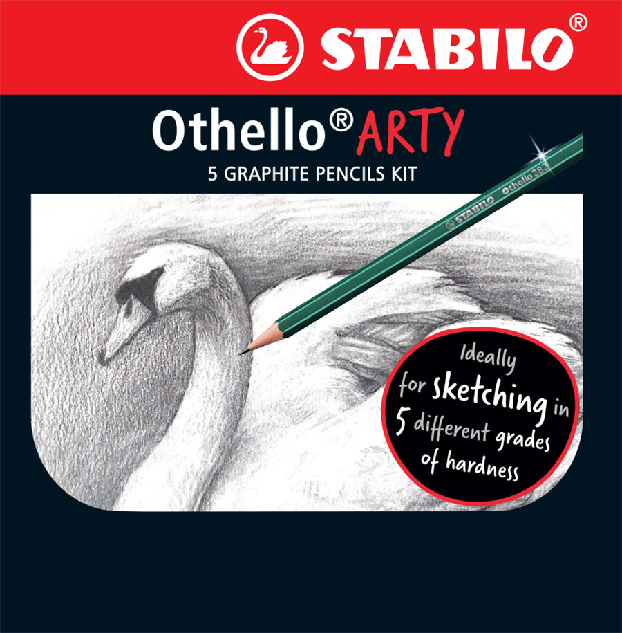 STABILO Stationery Pencils New Othello Arty Pencil Case Kit - Othello Graphite Pencils HB, 2B, 6B, 8B