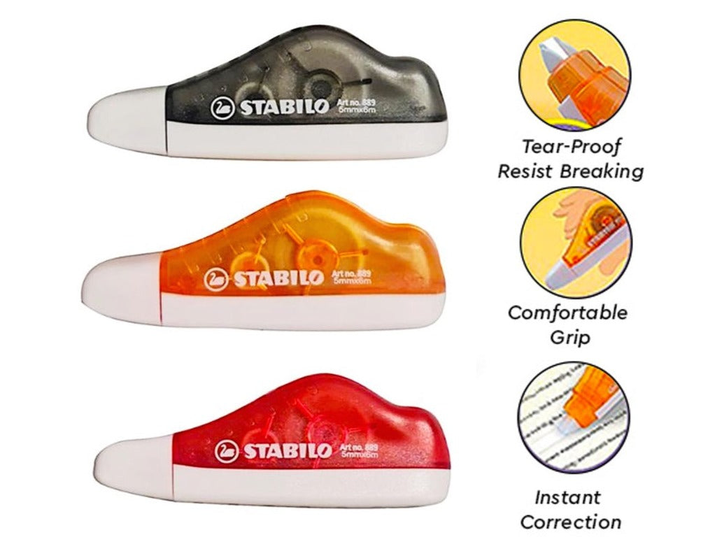 STABILO Correction Tape Pack of 3 - Instant corrections