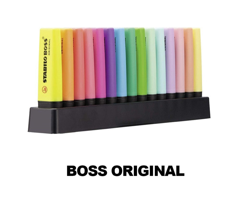 STABILO® BOSS® ORIGINAL Highlighter Deskset of 15 Assorted Colours  - Original / Pastel Desk Set