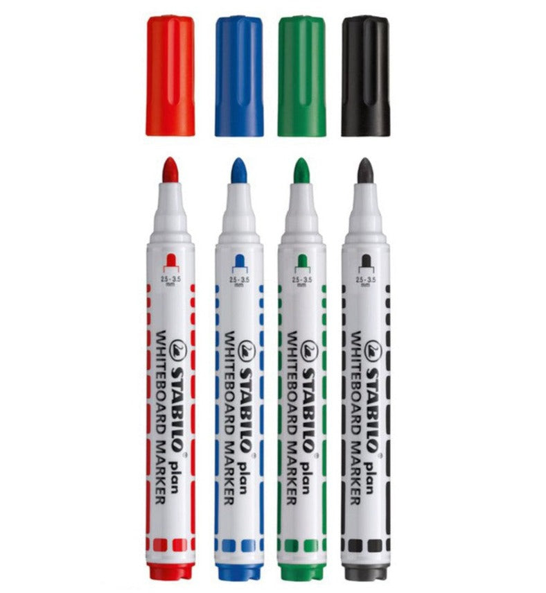 STABILO Plan Whiteboard Markers Bullet Tip  - Set of 6  Point Dry Wipe Markers