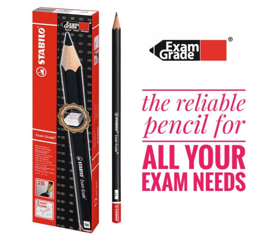 STABILO Basic Exam Grade Set - 12pcs Blacklead 2B Pencils 2 Erasers 2 Pot Sharpeners