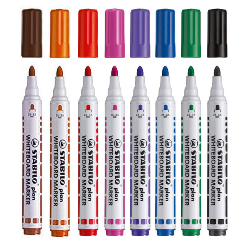 STABILO Plan Whiteboard Markers Bullet Tip  - Set of 4/6/8  Point Dry Wipe Markers