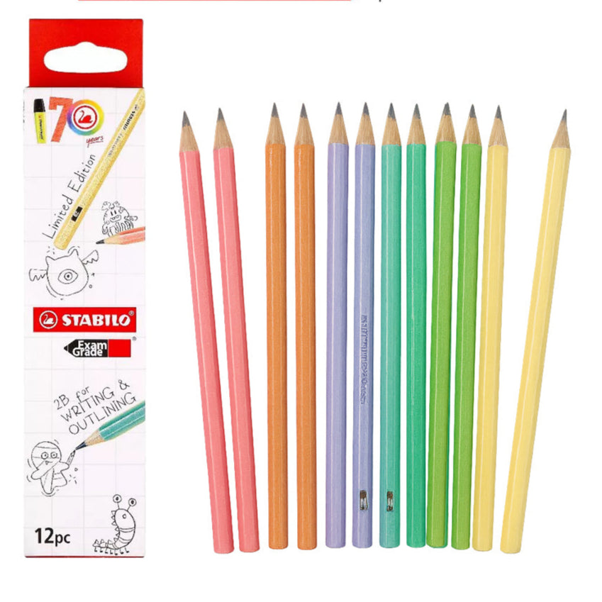 STABILO Handwriting Pencil Colorful Exam Grade 2B Writing Stationery Pencil Box of 12 pcs