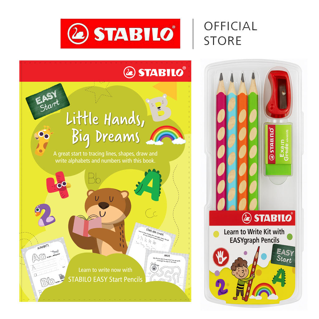 STABILO EASYgraph Jumbo 2B Ergonomic Pencil Kit + Write Book Little Hands Big Dreams