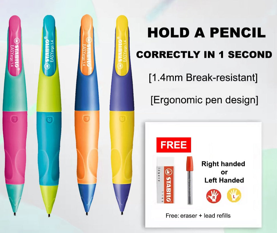 STABILO EASYergo 1.4 Mechanical Pencil Holder/Grip Stationery Writing Pencil for Kids Left Right Handers - Value Set