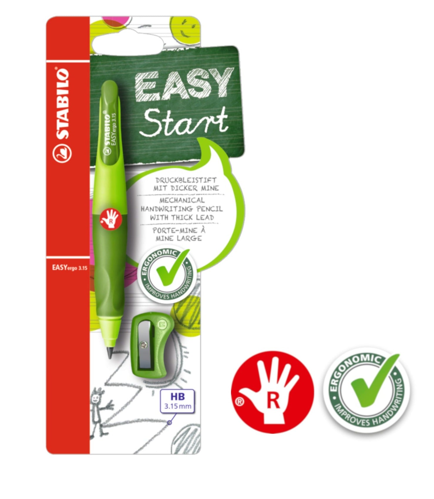 STABILO EASYergo 3.15mm Ergonomic Mechanical Pencil (Right-Hander)