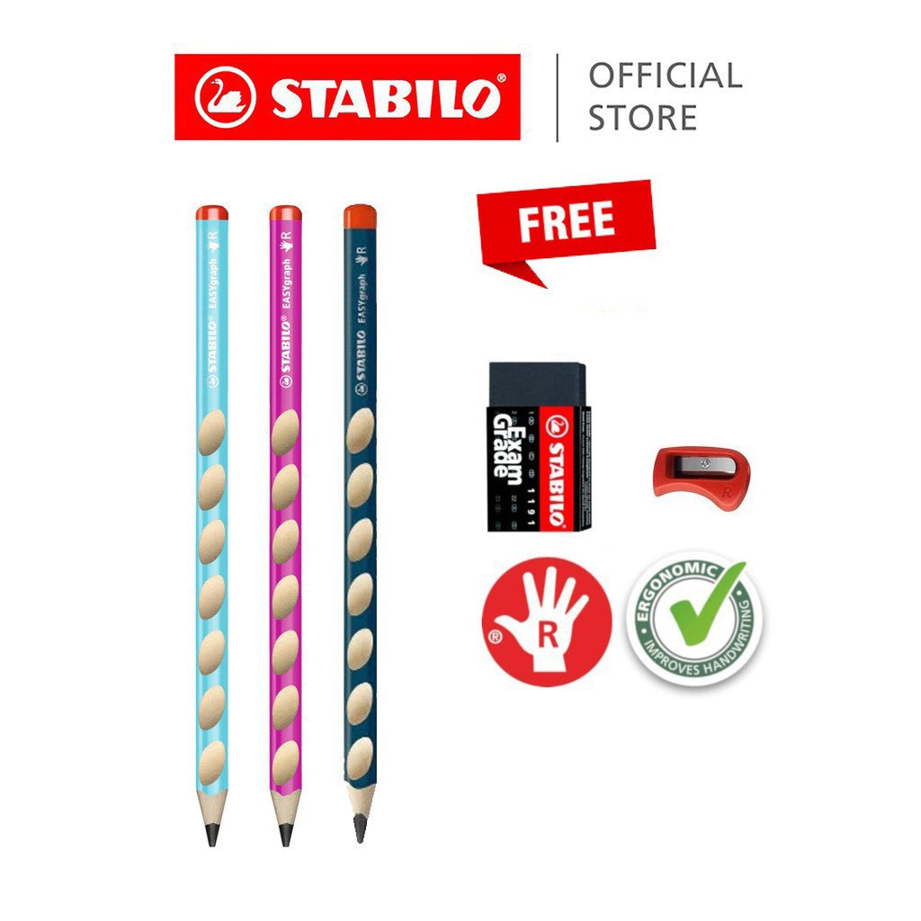 STABILO EASYgraph 2B The First Wooden Pencil set (Right Handed & Left Handed)