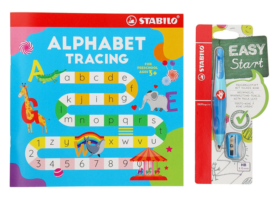 STABILO Learn to write with EASYStart EASYergo 3.15 mm ergonomic pencil + Alphabet Tracing Workbook - Special Edition