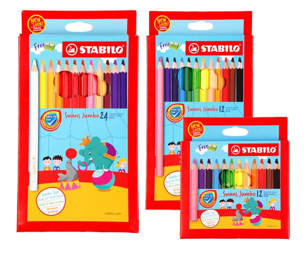 STABILO Swans Jumbo Coloured Pencils (Box of 12pcs/24pcs) - Schwan-STABILO -Most colourful Stationery Shop