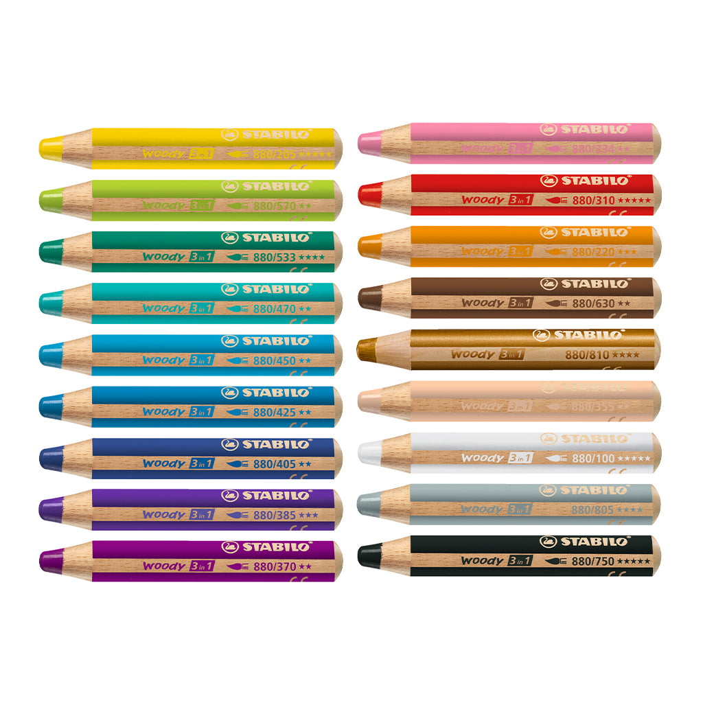 STABILO Woody 3 In 1 Super Washable Color Pencil, Watercolor And Wax Crayon - Pick Your Own Set Of Woody